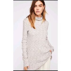 Free People Stonecold Womens Small Top Slit Back Turtleneck‎ Tunic Ribbed